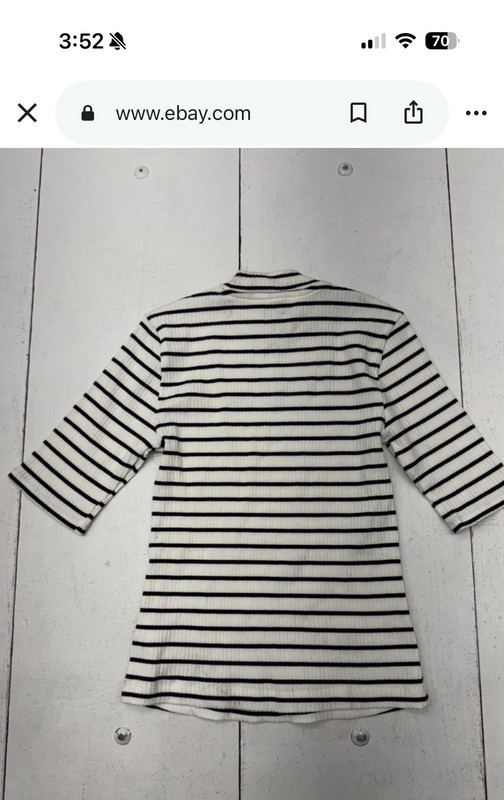 Old Navy Black White Striped Ribbed Mock Neck Stretch Knit