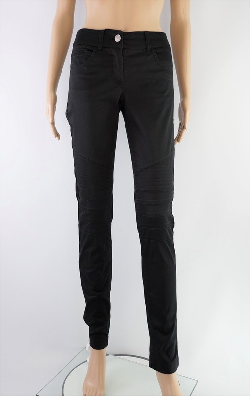 Apart Schmale Stoffhose Aus Twill Im Biker-Stil Schwarz Xs 34 Stiching 5-Pocket 