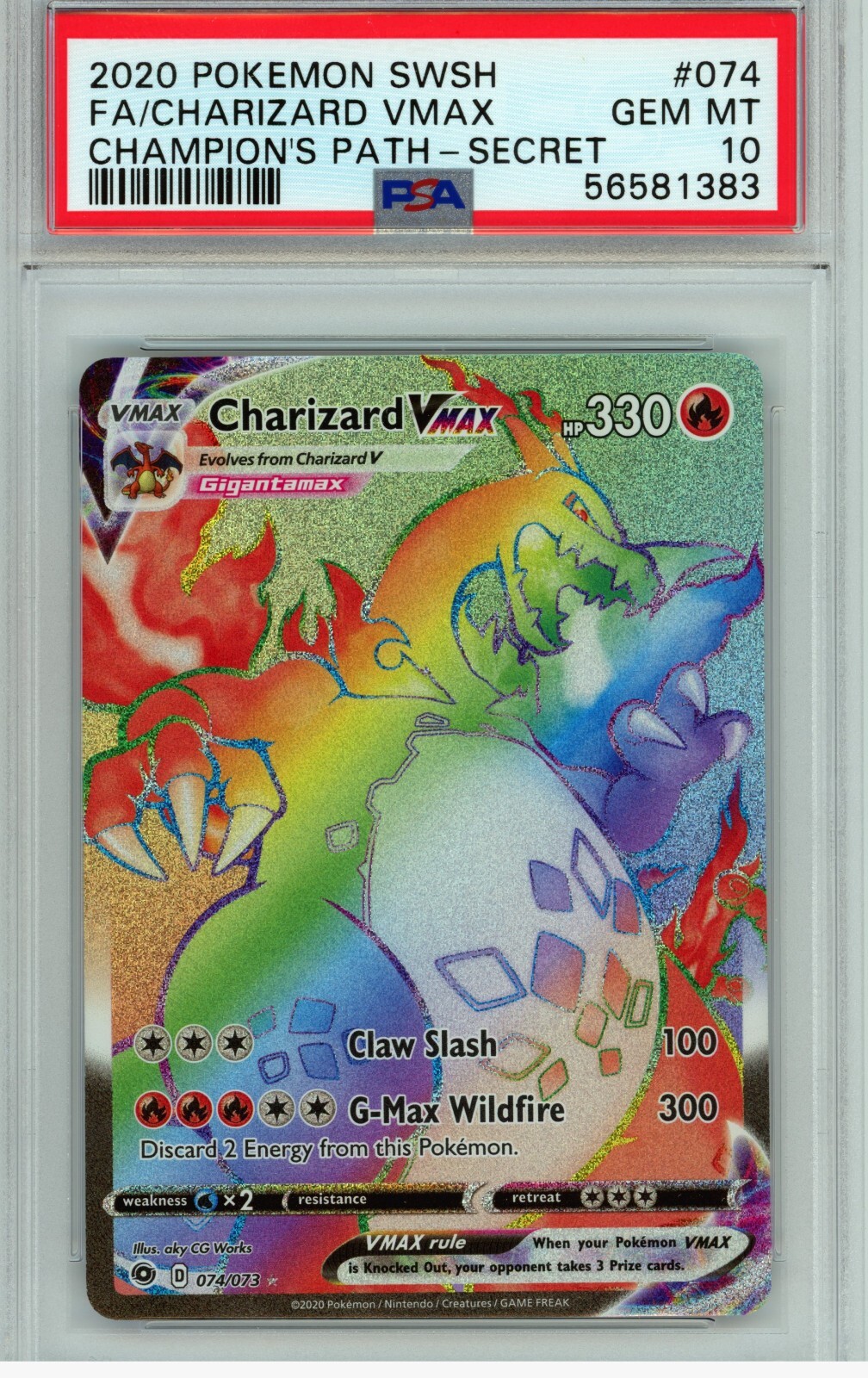 2020 CHARIZARD VMAX RAINBOW CHAMPIONS PATH 074 SECRET RARE 2020 CHARIZARD VMAX RAINBOW CHAMPIONS PATH 074 SECRET RARE