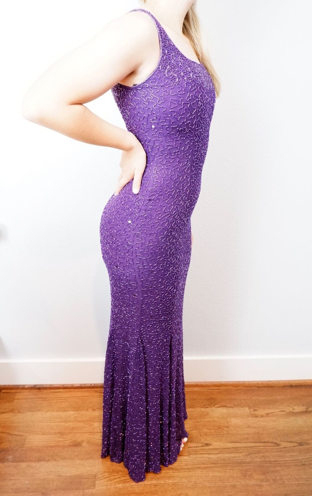 Vintage 90's Sean Collection Silk Lined Purple Beaded Gown Vintage 90's Sean Collection Silk Lined Purple Beaded Gown