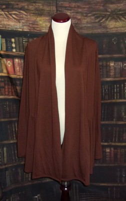 Just My Size Women's 3X Brown Long Sleeve Open Front Shrug Pleated Back Blouse