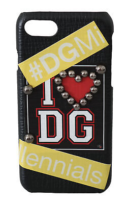 Чехол для телефона DOLCE & GABBANA, черный #DGMilleennials с заклепками для iPhone 7, рекомендуемая розничная цена 450 долларов США.
