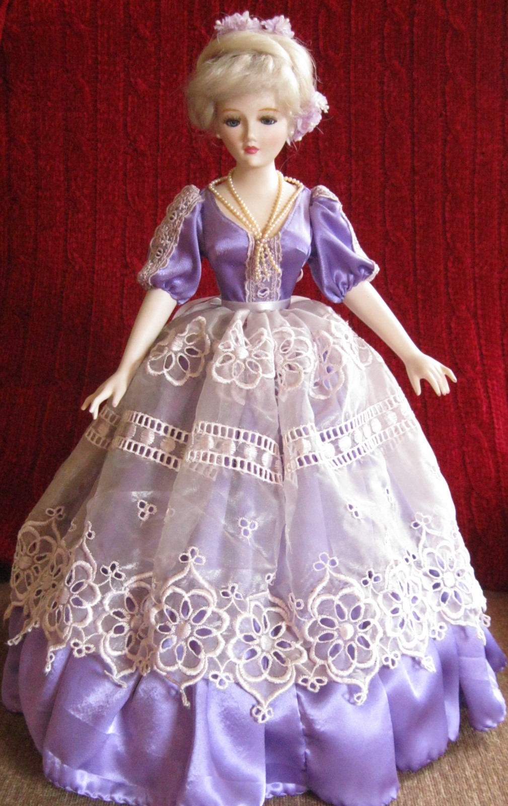 Dorsey Creations Porcelain Doll Signed Madame Shiao-Yen - Lavender, Lace, Pearls