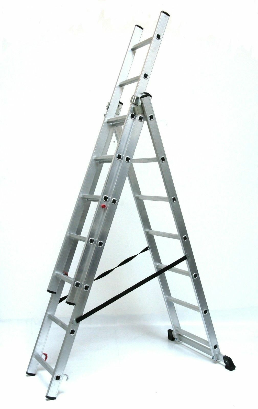 Alu - Anlegeleiter 3x7 Stufen (Schiebeleiter, Anstellleiter, Aluleiter, Leiter)