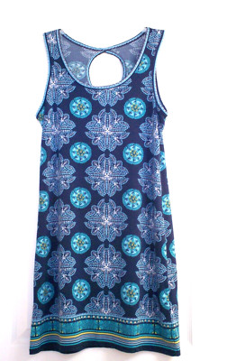 Max Studio Summer Dress size Small Scoop Neck Sleeveless Blue and Green  Print