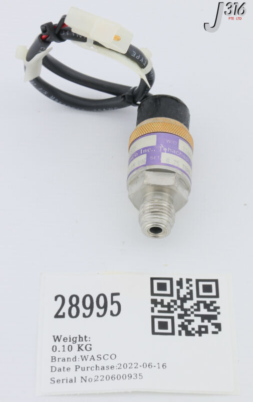 28995 Wasco Pressure Switch, 30"hg, 75torr, Lam 853-017480-001 768-8538-1/6521