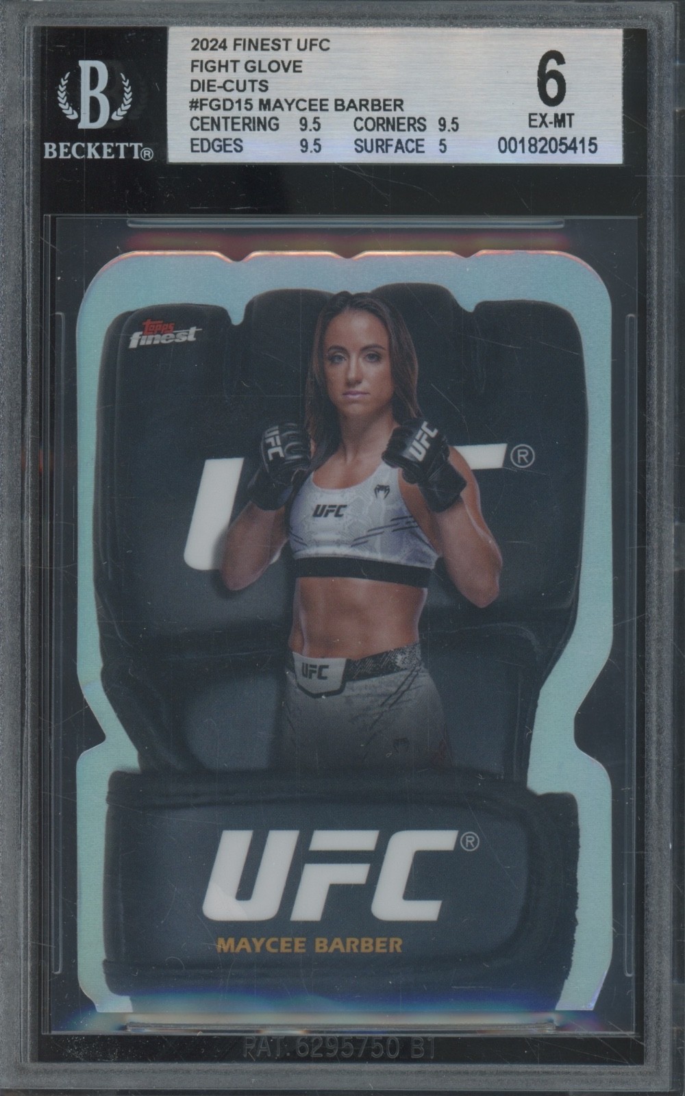 2024 Topps Finest UFC Fight Glove Die-Cut Maycee Barber EX-MT BGS 6