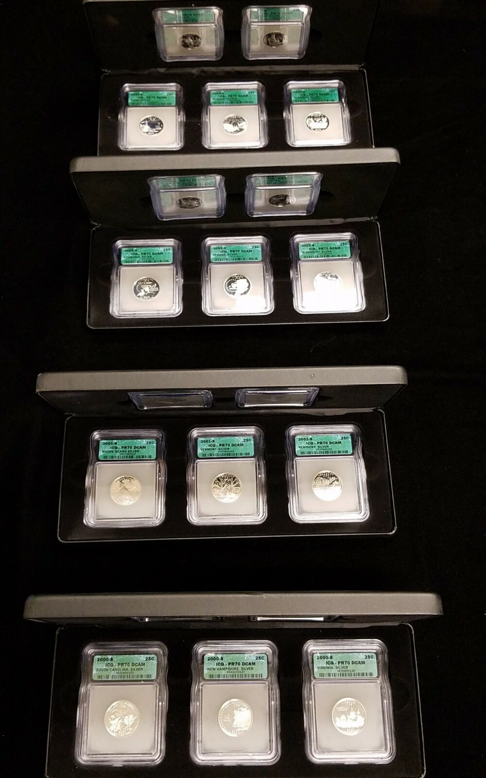 Lot (45) Silver Proof State Quarters ICG PR70 DCAM 2000 - 2008 in Display Cases