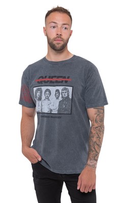 Queen T Shirt Bo Rhap Photo Band Logo new Official Unisex Dye Wash Black