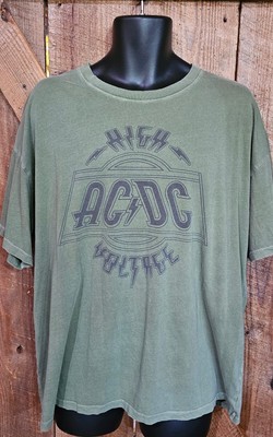 American Eagle AC/DC Band Mens Large T-shirt Short Sleeve Olive Green EUC 