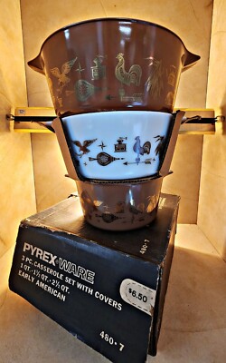 Early American Pyrex Casserole Set NIB