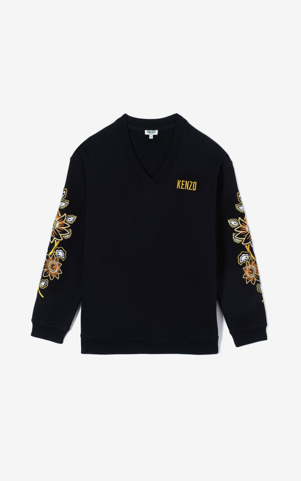 トップス Logo Embroidery V-neck Sweatshirt KENZO PASSION FLOWER EMBROIDERED V-NECK SWEATSHIRT BLACK