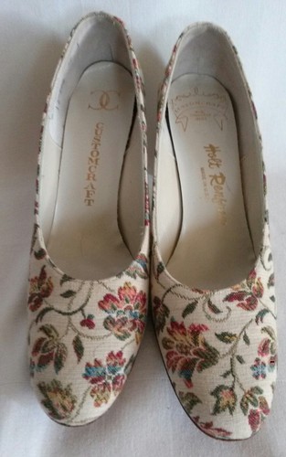 Orig Vtg 1970 Tapestry 6AA Pump Heel Shoe Holt Renfrew 2.5