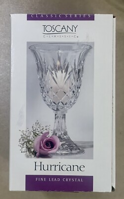 NEW TOSCANY CLASSIC SERIES HEART HURRICANE 24% FINE LEAD CRYSTAL CANDLE HOLDER
