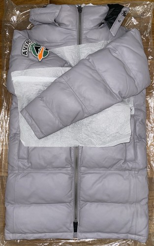 Avirex Leather Puffer Parka Size Medium Men's Color - Frost Grey