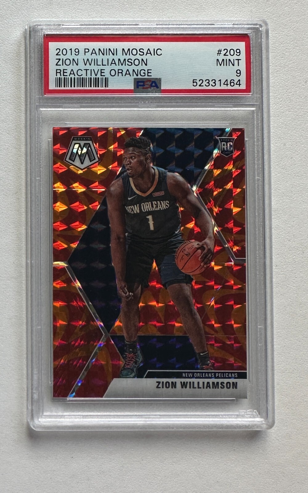 Zion WilliamsonMosaicReactive Orangeザイオン 2019 Panini Mosaic Reactive Orange #209 Zion Williamson RC