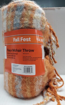 New! Fall Fest Faux Mohair Throw 50 Inch × 60 Inch
