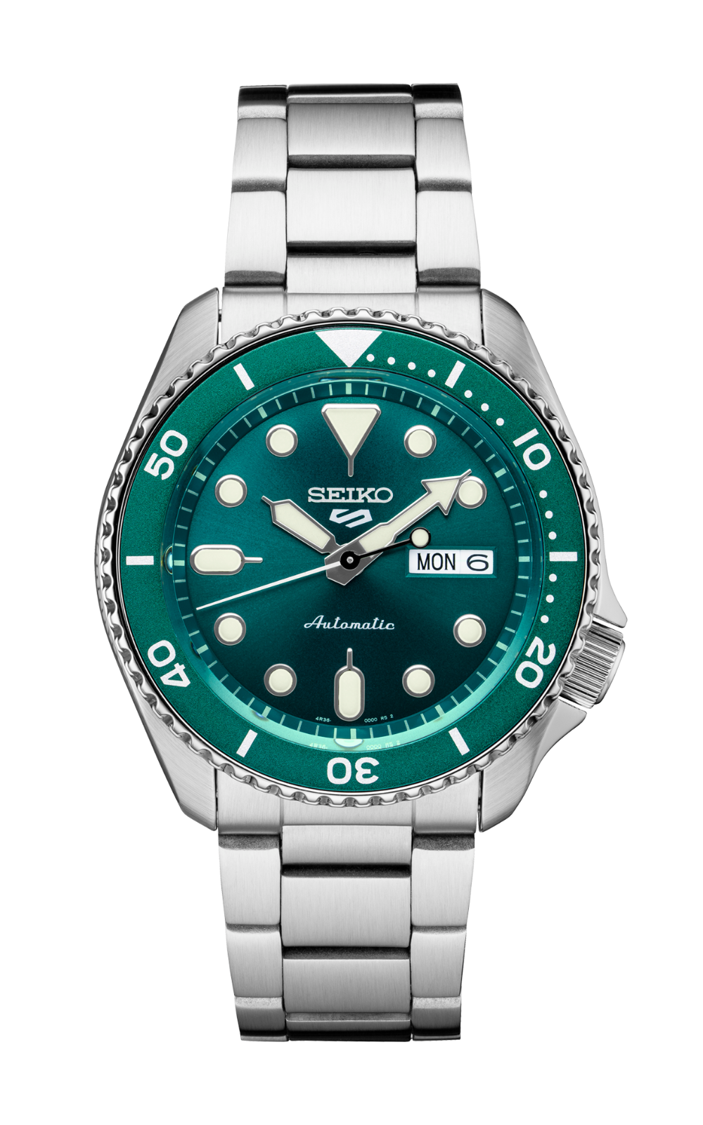 Pre-owned Seiko 5 Sports Srpd61 Green Dial Lumi Brite Hands Stainless Steel Srpd61-new