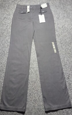 New York& Co Manhattan Chino Straight Women's Sz 0 Tall Gray Mid Rise Pants New