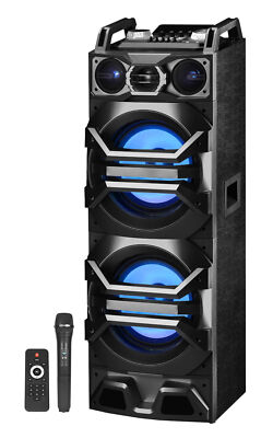 Technical Pro Dual 10'' 3000w Powered Bluetooth Speaker w/USB/SD/LED+Wireless Mic