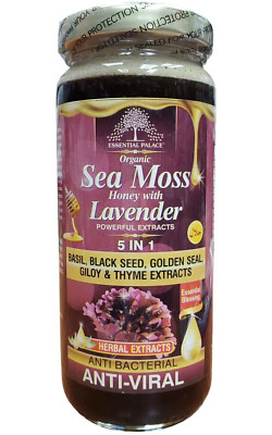 Organic Sea Moss Honey W/ Lavender And More By Essential Palace - 16 oz Glass
