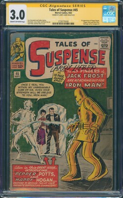TALES OF SUSPENSE #45 CGC SS 3.0 Signed Larry Lieber 1963 1ST PEPPER POTTS