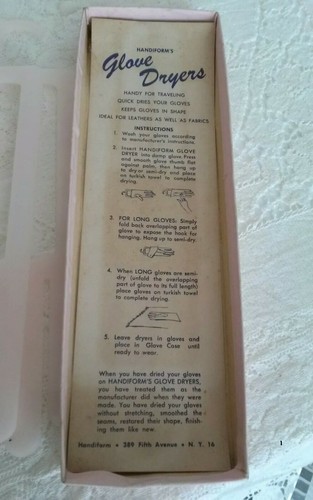 VINTAGE GLOVE DRYERS 1950's Set of 6 Pink Plastic Box and Instructions