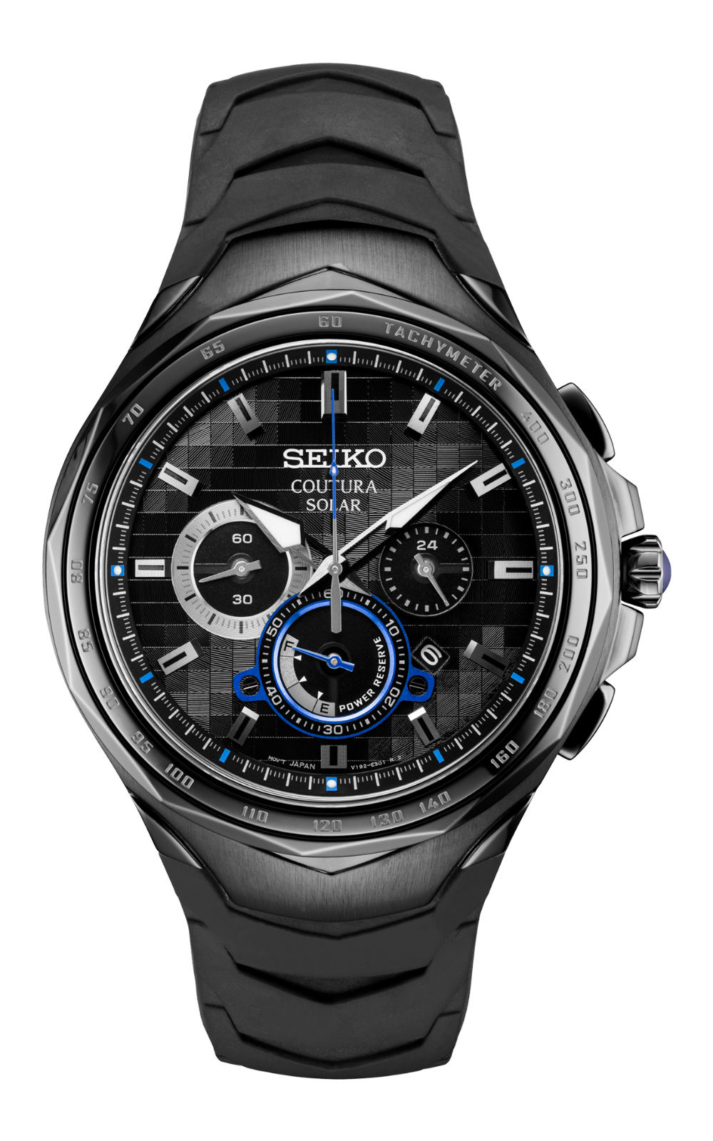 Pre-owned Seiko Brand  Ssc745 Black Rubber Strap 45mm Case Chronograph Black Dial Watch