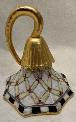 NYCO International Cloisonné Black White Checkered Bell Lattice Design