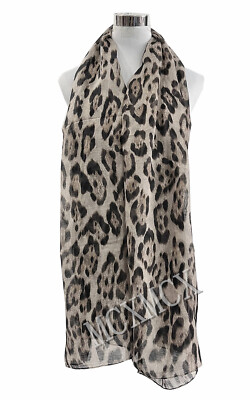 Women Ladies Vintage Classic Leopard Pattern Animal Print Scarf Shawl Warp Stole