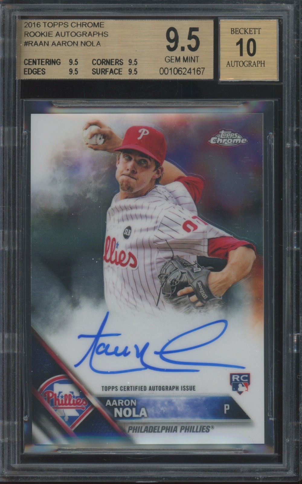 2016 Topps Chrome Aaron Nola Auto RC Rookie Gem Mint BGS 9.5 10 Auto