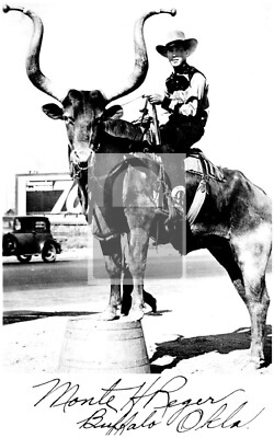 Cowboy Rodeo Monte H Reger & Bobby Steer Buffalo Oklahoma OK Reprint Postcard