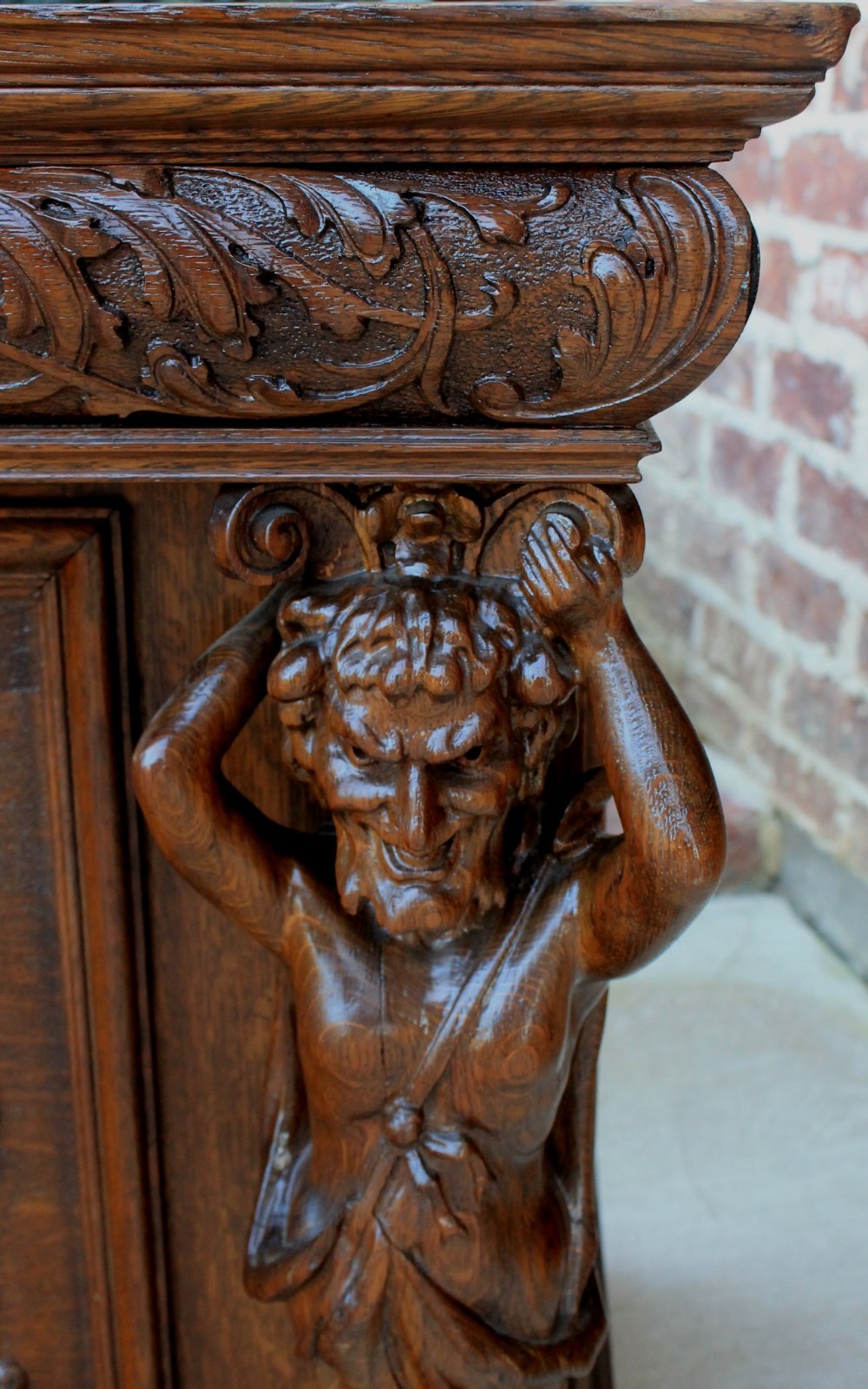 Antique French Neo-GOTHIC Oak Marriage Chest Coffer Blanket Box Bench FREE SHIP