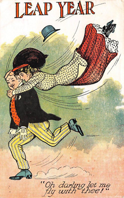 LEAP YEAR Oh Darling Let Me Come Fly With Thee 1908 Postcard 9480