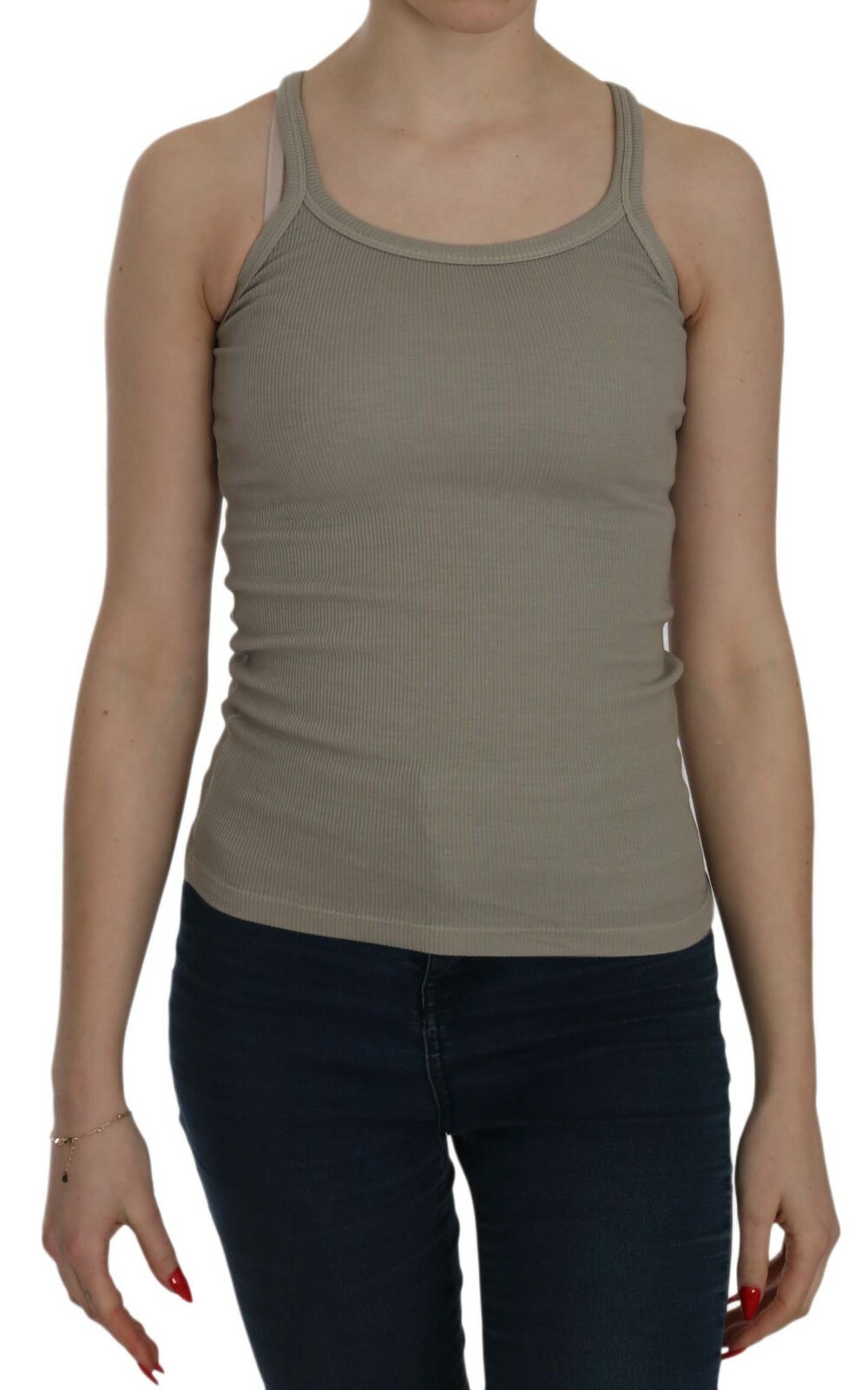 

PINK MEMORIES Blouse Beige Sleeveless Spaghetti Strap Tank IT42/US8/ RRP $200, Бежевый