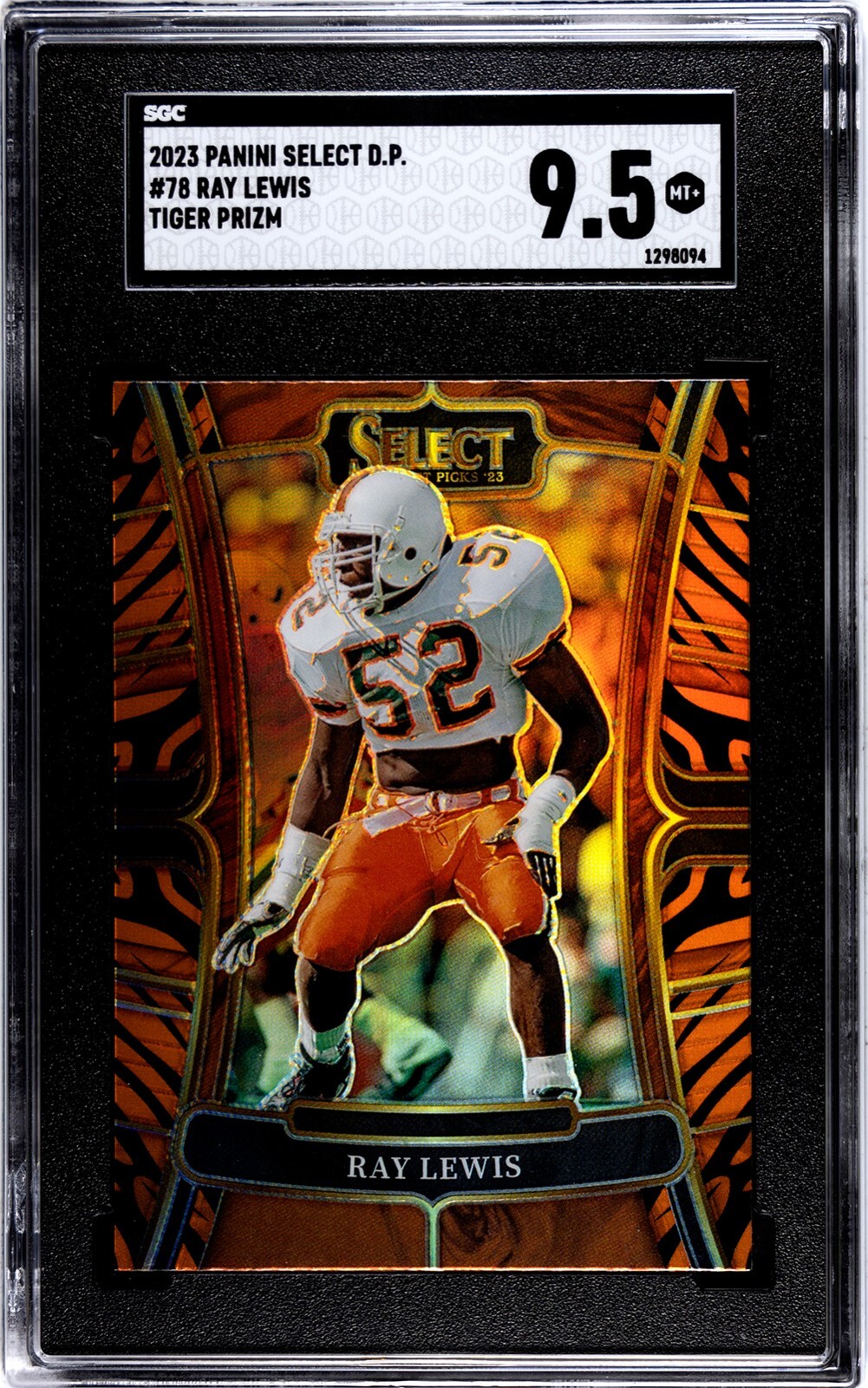 2023 Panini Select Draft #78 Ray Lewis TIGER STRIPES PRIZM