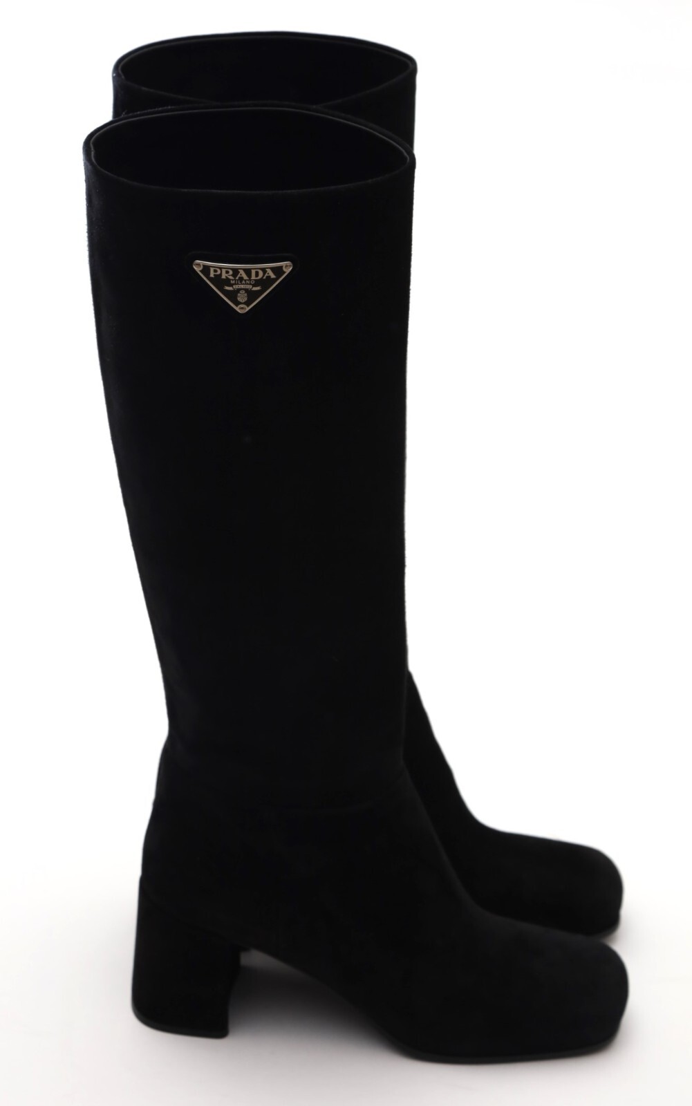Prada Tronchetti Knee-High Boots Size 37.5- US 7.5 in Black | eBay