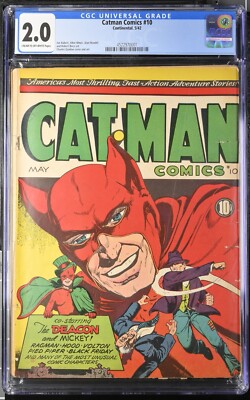 Catman Comics #10 CGC Graded 2.0 (1942) Charles Quinlan Cover Continental