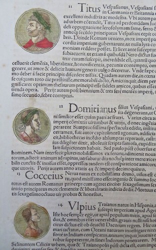 Roman Emperors Titus Domitian Flavian Dynasty 1598 Munster Cosmography print