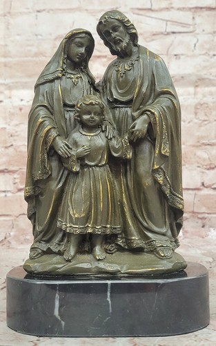 Bronze Statue of Jesus Mary Joseph – Holy Family Sculpture Catholic Gift Art