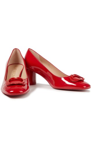 Pre-owned Stuart Weitzman Anicia 60 Tonal Women's Red Patent Cone Heel Pumps 39/8.5m