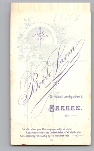 Antique CDV Brodr Larm Young Man Bergen Norway — additional view