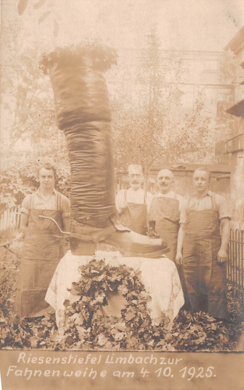 Riesenstiefel Zur Fahnenweihe In Limbach Sachsen Postkarte Ak 