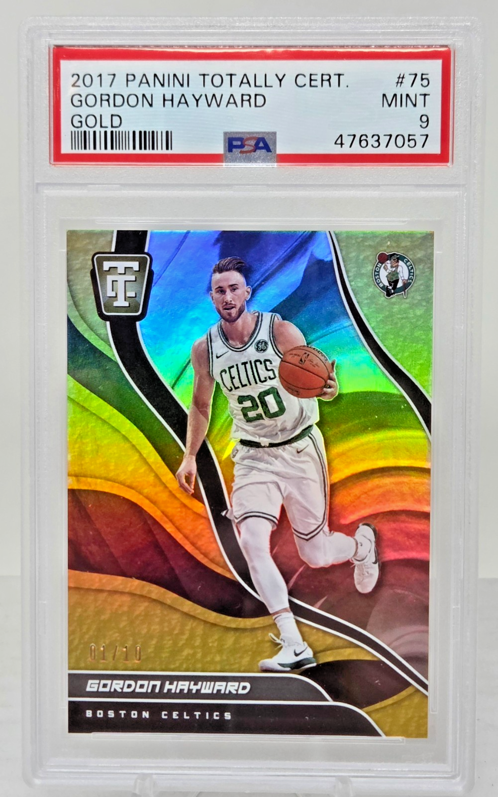 2017 Totally Certified Gold FOIL REFRACTIVE GORDON HAYWARD Card /10 PSA 9 MINT