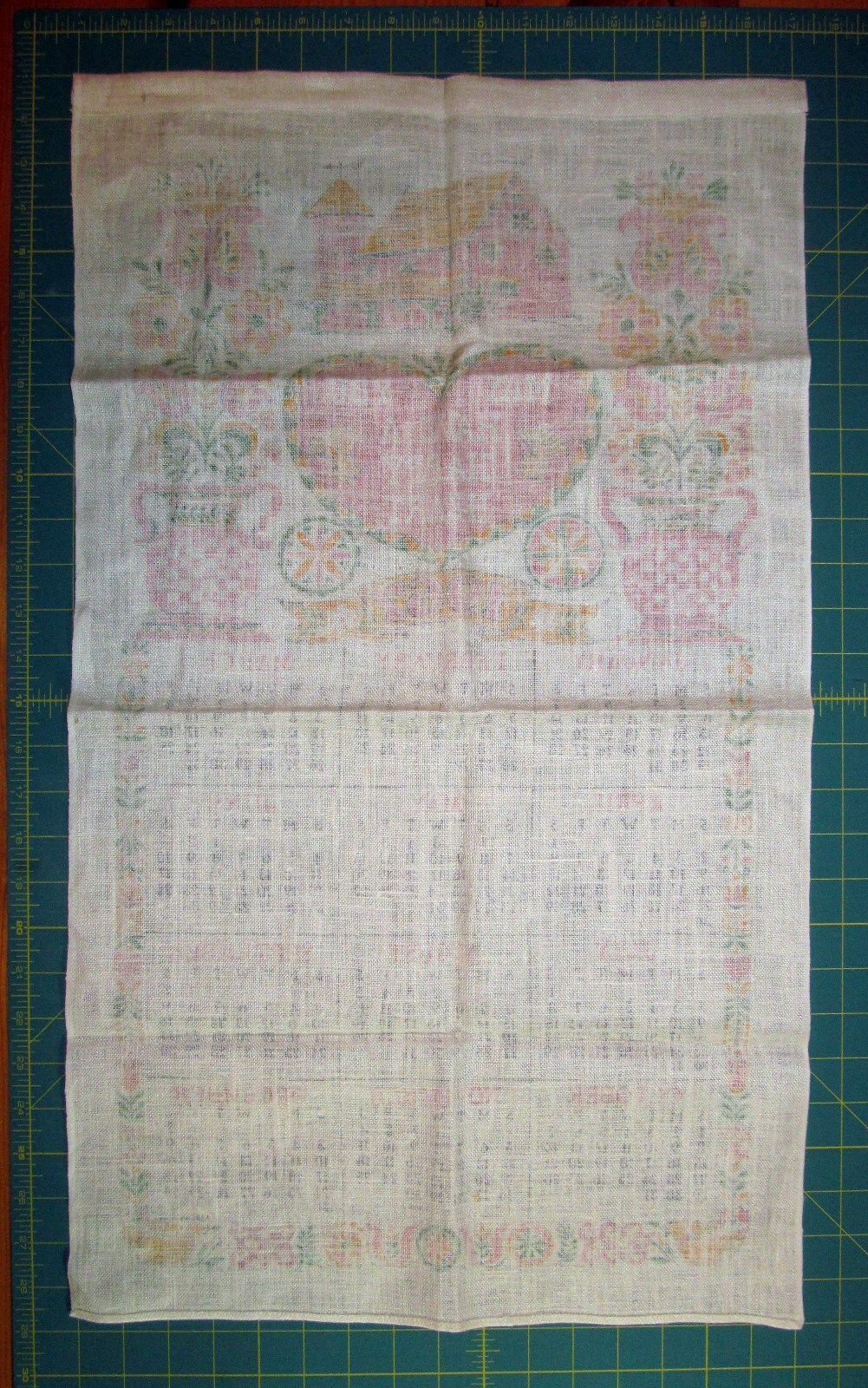 Vintage 1967 Linen Cloth Wall Calendar Tea Towel NEVER USED 