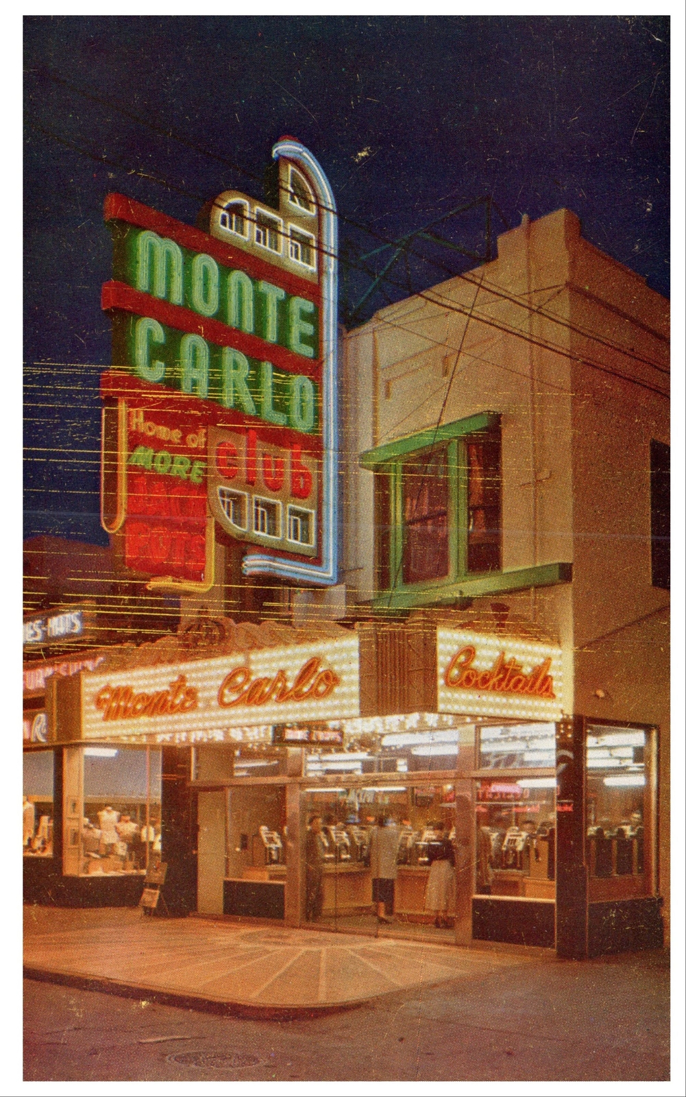 Monte Carlo Club Vintage Postcard Las Vegas Nevada Kodachrome RPPC SC755