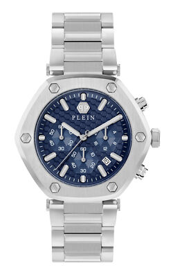Pre-owned Philipp Plein Silver Mens Chronograph Watch The Hexagon Chrono Pwzba0323