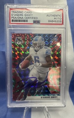 2020 Panini Mosaic Rookies Reactive Green Prizm D'Andre Swift On Card Auto