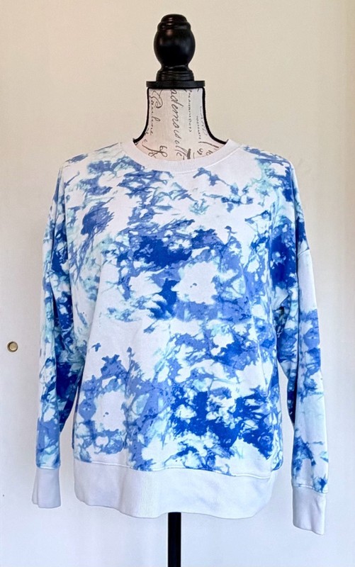 Style & Co Blue and White Tie-Dye Crewneck Sweatshirt, Size M