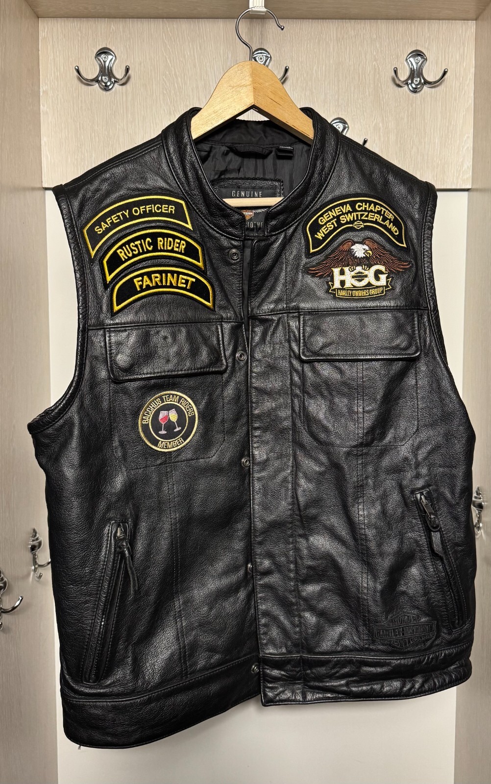 Harley Davidson Owners Group Club Geneva Genuine Leather